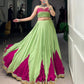 Lorenvalley Fashion Parrot Pure Rayon Embossed Design With Gotta Patti Lace Touch Up Lehenga Choli | Swadesiicart