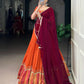 Lorenvalley Fashion Orange Pure Rayon Bandhej Print with Sequins Lace Boarder Lehenga Choli with Dupatta | Swadesiicart