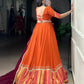 Lorenvalley Fashion Orange Pure Rayon Bandhej Print with Sequins Lace Boarder Lehenga Choli with Dupatta | Swadesiicart
