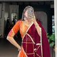 Lorenvalley Fashion Orange Pure Rayon Bandhej Print with Sequins Lace Boarder Lehenga Choli with Dupatta | Swadesiicart