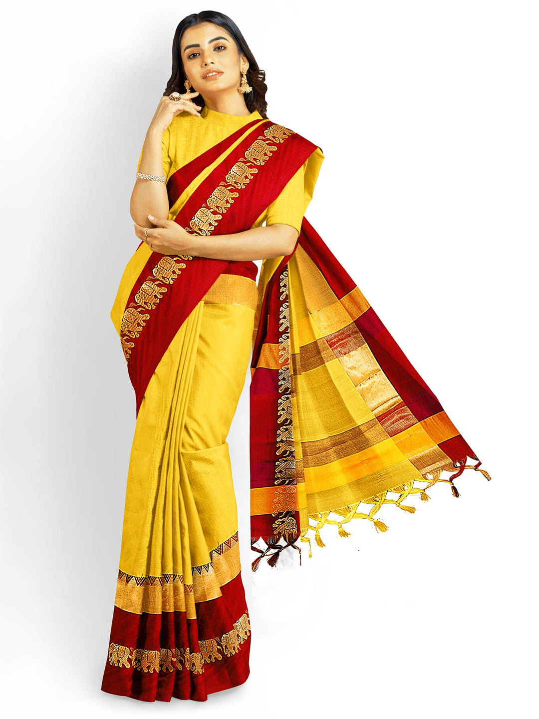 Kalini Zari Silk Cotton Banarasi Saree | Swadesiicart