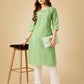 Jyoti Fashion Women's Lime Green Cotton Blend Embroidered Kurta Pant Set | Swadesiicart