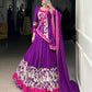 Lorenvalley Fashion Purple Pure Rayon Printed And Original Mirror Hand Work With Lace Touch Up Lehenga Choli with Dupatta - Swadesiicart