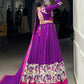 Lorenvalley Fashion Purple Pure Rayon Printed And Original Mirror Hand Work With Lace Touch Up Lehenga Choli with Dupatta - Swadesiicart