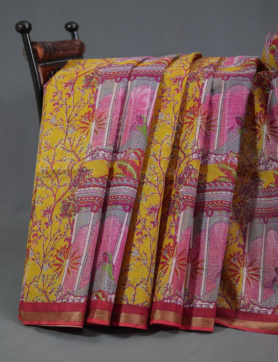Light Yellow Colour With Orange Blouse Cotton Brasso Saree By Gayathri Reddy Designer Studio | Swadesiicart