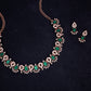 Tehzeeb Creations Green Colour Ad Studded Necklace Jewellery Set With Matching Earrings For Women And Girls - Swadesiicart
