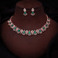 Tehzeeb Creations Green Colour Ad Studded Necklace Jewellery Set With Matching Earrings For Women And Girls - Swadesiicart