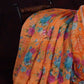 Orange Colour Print Design Semi Chanderi Saree By Gayathri Reddy Designer Studio | Swadesiicart
