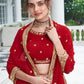 Anaita Red Georgette Lehenga Choli With Sequence & Thread Work
