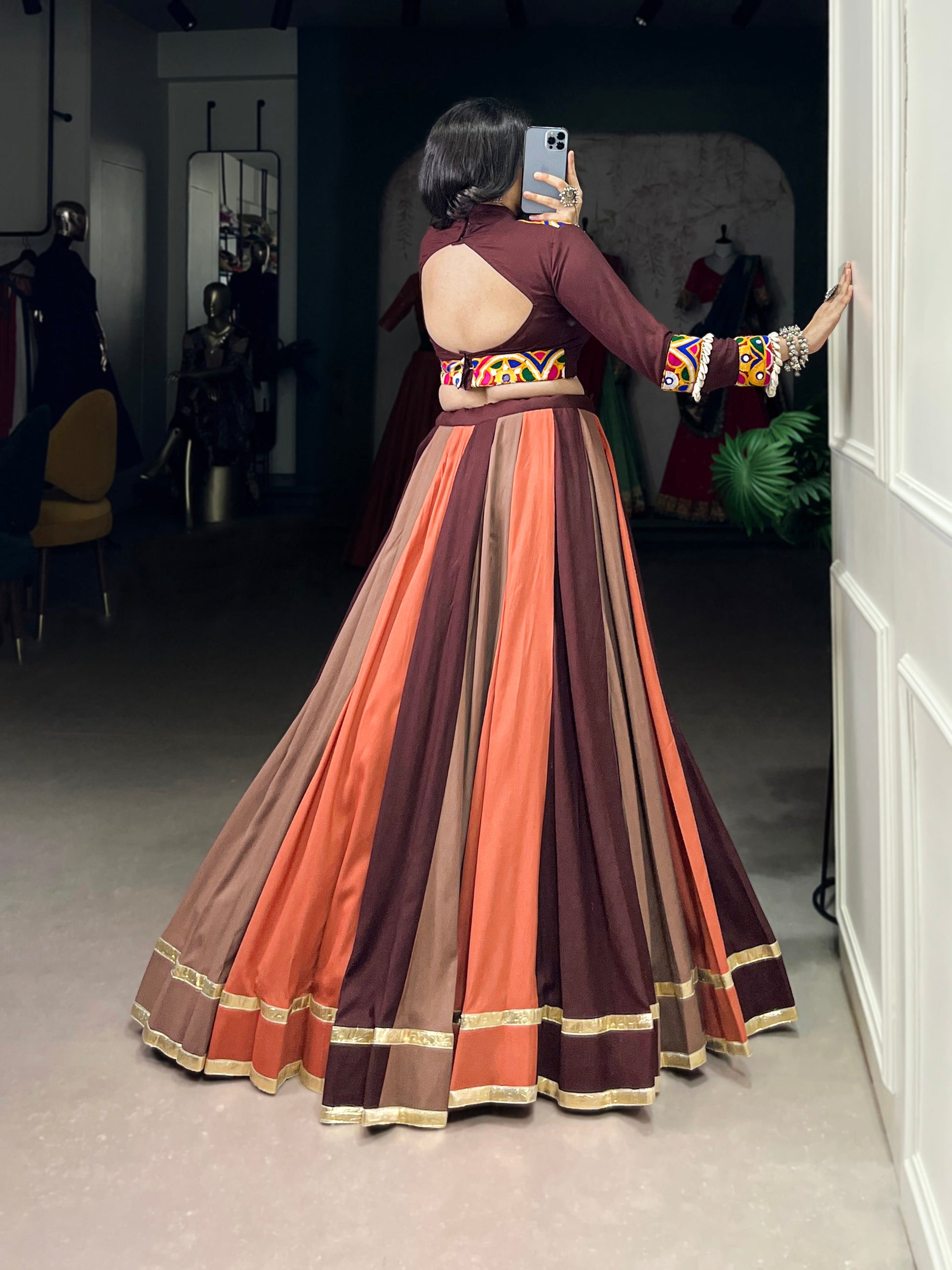 Lorenvalley Fashion Multicolor Pure Rayon Embossed Design Lace Touch Up Lehenga Choli | Swadesiicart