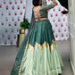 Lorenvalley Seagreen Pure Chanderi Embossed Design And Gotta Patti Lace Touch Up Lehenga Choli with Dupatta | Swadesiicart