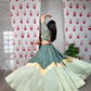 Lorenvalley Seagreen Pure Chanderi Embossed Design And Gotta Patti Lace Touch Up Lehenga Choli with Dupatta | Swadesiicart
