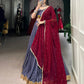 Lorenvalley Darkgrey Pure Rayon Embossed Design With Gotta Patti Lace Touch Up Lehenga Choli with Dupatta | Swadesiicart