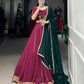 Lorenvalley Ranipink Pure Rayon Embossed Design With Gotta Patti Lace Touch Up Lehenga Choli with Dupatta | Swadesiicart
