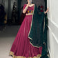 Lorenvalley Ranipink Pure Rayon Embossed Design With Gotta Patti Lace Touch Up Lehenga Choli with Dupatta | Swadesiicart
