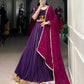 Lorenvalley Purple Pure Rayon Embossed Design With Gotta Patti Lace Touch Up Lehenga Choli with Dupatta | Swadesiicart
