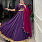Lorenvalley Purple Pure Rayon Embossed Design With Gotta Patti Lace Touch Up Lehenga Choli with Dupatta | Swadesiicart