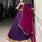 Lorenvalley Purple Pure Rayon Embossed Design With Gotta Patti Lace Touch Up Lehenga Choli with Dupatta | Swadesiicart