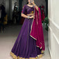 Lorenvalley Purple Pure Rayon Embossed Design With Gotta Patti Lace Touch Up Lehenga Choli with Dupatta | Swadesiicart