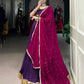 Lorenvalley Purple Pure Rayon Embossed Design With Gotta Patti Lace Touch Up Lehenga Choli with Dupatta | Swadesiicart