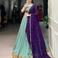 Lorenvalley Seagreen Pure Rayon Embossed Design With Gotta Patti Lace Touch Up Lehenga Choli with Dupatta | Swadesiicart