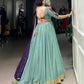 Lorenvalley Seagreen Pure Rayon Embossed Design With Gotta Patti Lace Touch Up Lehenga Choli with Dupatta | Swadesiicart