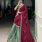 Lorenvalley Seagreen Silk Crepe Sequins And Thread Embroidery Gotta Patti Lace Touch Up Lehenga Choli with Dupatta | Swadesiicart