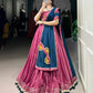 Lorenvalley Pink Silk Crepe Sequins And Thread Embroidery Gotta Patti Lace Touch Up Lehenga Choli with Dupatta | Swadesiicart