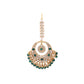 Yellow Chimes Gold-Polished White & Green Kundan-Studded & Beaded Maang Tikka | Swadesiicart