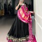 Lorenvalley Fashion Black Silk Georgette Lace Touch Up Lehenga Choli with Dupatta | Swadesiicart