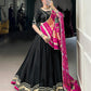 Lorenvalley Fashion Black Silk Georgette Lace Touch Up Lehenga Choli with Dupatta | Swadesiicart