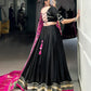 Lorenvalley Fashion Black Silk Georgette Lace Touch Up Lehenga Choli with Dupatta | Swadesiicart