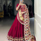 Lorenvalley Fashion Maroon Silk Georgette Lace Touch Up Lehenga Choli with Dupatta | Swadesiicart