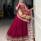 Lorenvalley Fashion Maroon Silk Georgette Lace Touch Up Lehenga Choli with Dupatta | Swadesiicart