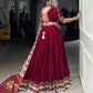 Lorenvalley Fashion Maroon Silk Georgette Lace Touch Up Lehenga Choli with Dupatta | Swadesiicart