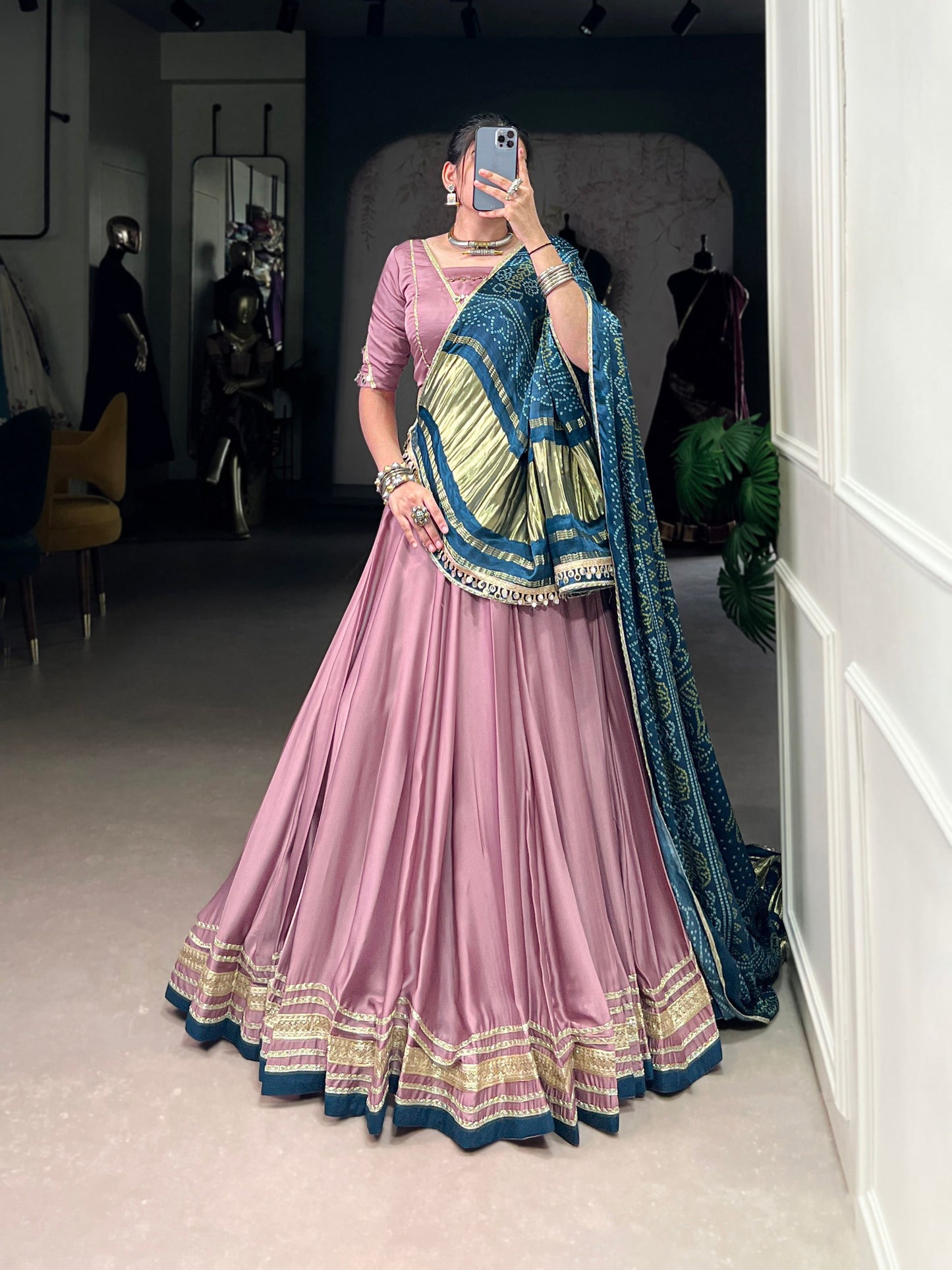 Lorenvalley Fashion Onion Pink Silk Georgette Lace Touch Up Lehenga Choli with Dupatta | Swadesiicart