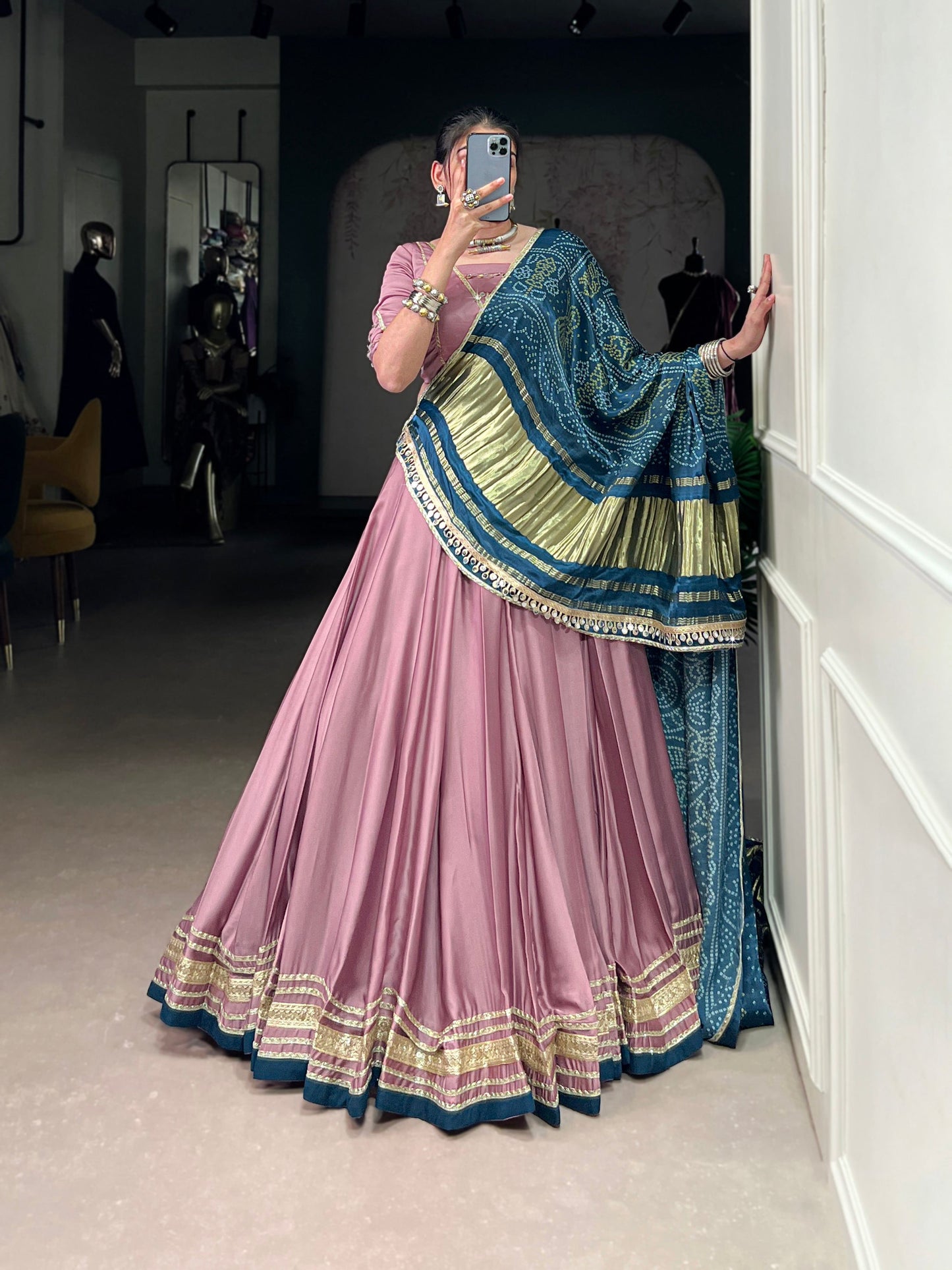 Lorenvalley Fashion Onion Pink Silk Georgette Lace Touch Up Lehenga Choli with Dupatta | Swadesiicart