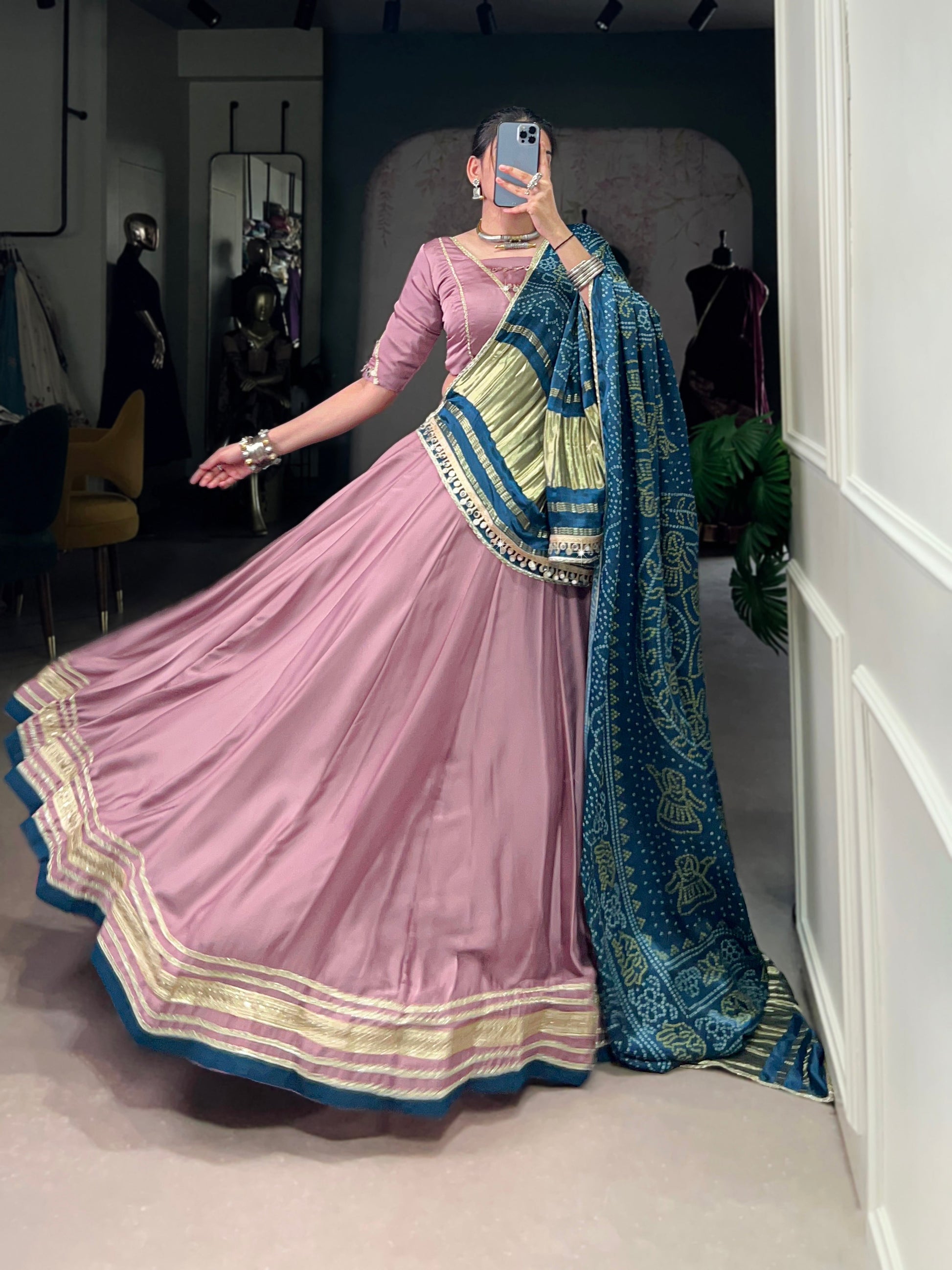 Lorenvalley Fashion Onion Pink Silk Georgette Lace Touch Up Lehenga Choli with Dupatta | Swadesiicart