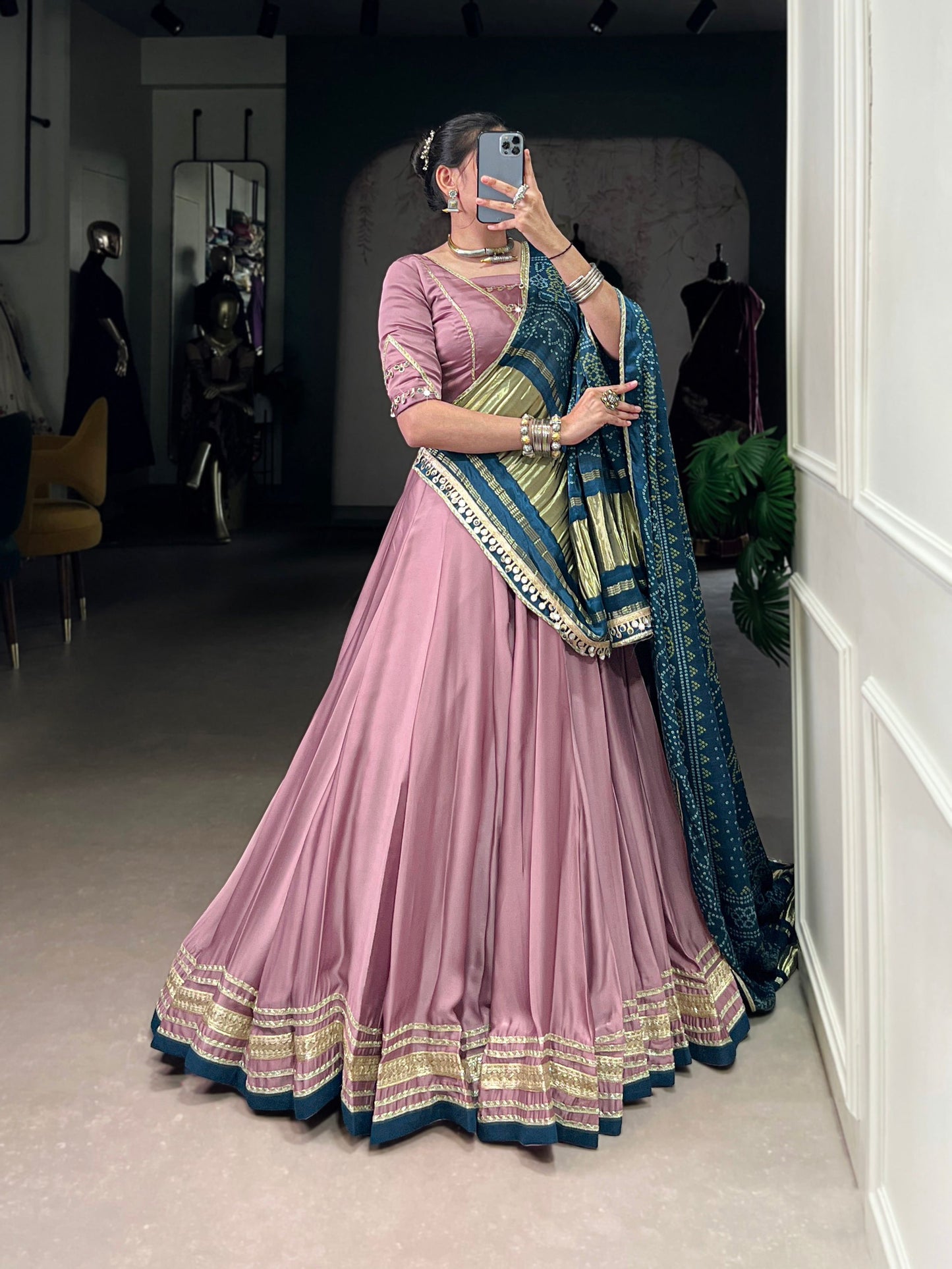 Lorenvalley Fashion Onion Pink Silk Georgette Lace Touch Up Lehenga Choli with Dupatta | Swadesiicart