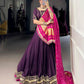 Lorenvalley Fashion Purple Silk Georgette Lace Touch Up Lehenga Choli with Dupatta - Swadesiicart