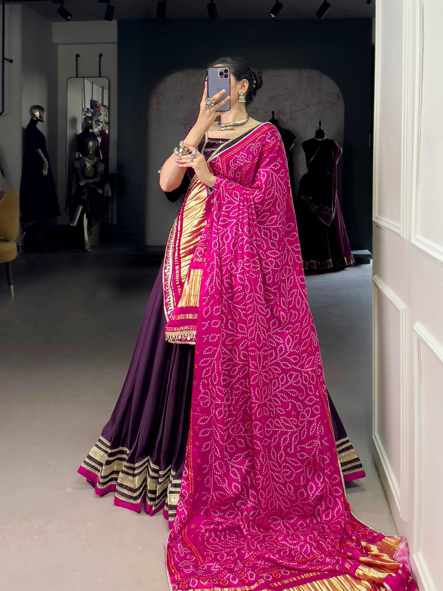 Lorenvalley Fashion Purple Silk Georgette Lace Touch Up Lehenga Choli with Dupatta - Swadesiicart