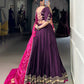 Lorenvalley Fashion Purple Silk Georgette Lace Touch Up Lehenga Choli with Dupatta - Swadesiicart