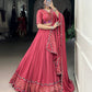 Lorenvalley Fashion Darkpink Pure Rayon Original Mirror Gamthi Work With Gotta Patti Lace Touch Up Lehenga Choli with Dupatta | Swadesiicart