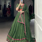Lorenvalley Fashion Mahendi Pure Rayon Original Mirror Gamthi Work With Gotta Patti Lace Touch Up Lehenga Choli with Dupatta | Swadesiicart
