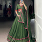 Lorenvalley Fashion Mahendi Pure Rayon Original Mirror Gamthi Work With Gotta Patti Lace Touch Up Lehenga Choli with Dupatta | Swadesiicart