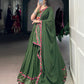 Lorenvalley Fashion Mahendi Pure Rayon Original Mirror Gamthi Work With Gotta Patti Lace Touch Up Lehenga Choli with Dupatta | Swadesiicart