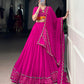 Lorenvalley Fashion Pink Pure Rayon Original Mirror Gamthi Work With Gotta Patti Lace Touch Up Lehenga Choli with Dupatta | Swadesiicart