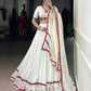 Lorenvalley Fashion White Pure Rayon Original Mirror Gamthi Work With Gotta Patti Lace Touch Up Lehenga Choli with Dupatta | Swadesiicart