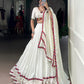 Lorenvalley Fashion White Pure Rayon Original Mirror Gamthi Work With Gotta Patti Lace Touch Up Lehenga Choli with Dupatta | Swadesiicart
