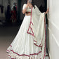 Lorenvalley Fashion White Pure Rayon Original Mirror Gamthi Work With Gotta Patti Lace Touch Up Lehenga Choli with Dupatta | Swadesiicart